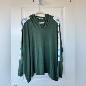 Lauren Moshi Stars & Rainbow Eye Royal Green Oversized Hoodie with thumb holes